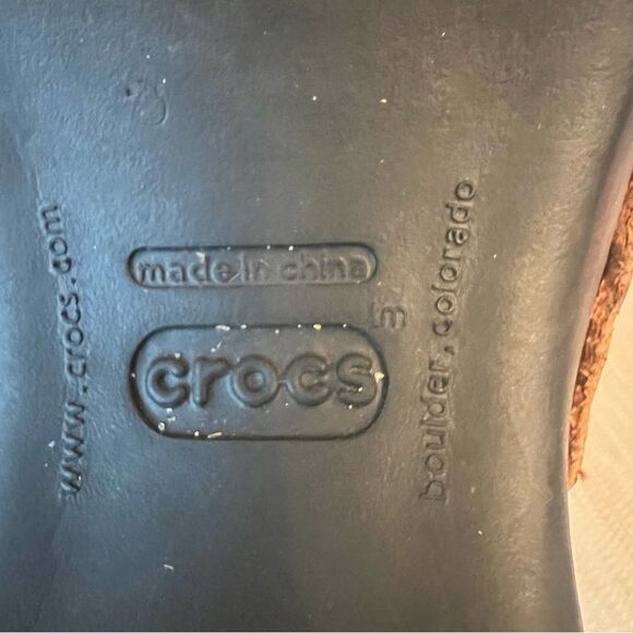 CROCS Cobbler Buckle Clogs Mules Shoes Leather Brown Size 6 - Picture 5 of 15